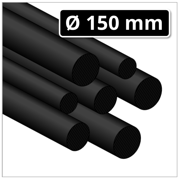 PVC schwarz Kunststoff Modellbau Rund ab Ø 10 Stange Ø 150 mm wählbar 