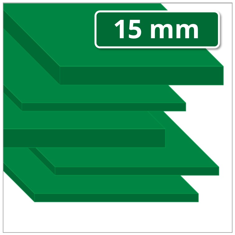 Polyethylen Platte 15 mm stark grün (PE 500 Kunststoffplatte)