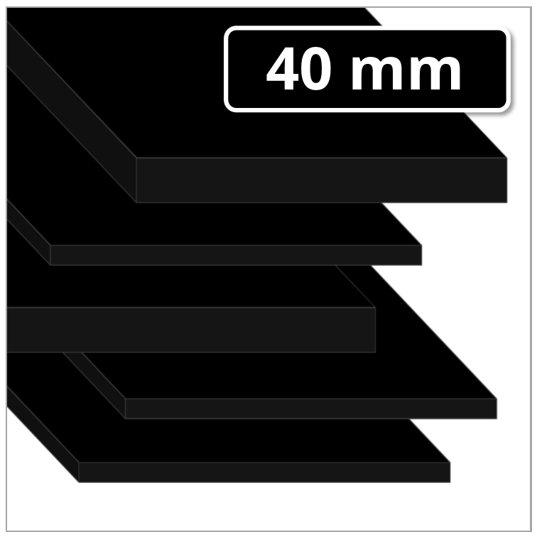 POM Kunststoffplatte 40 mm stark schwarz (POM-C Platte)