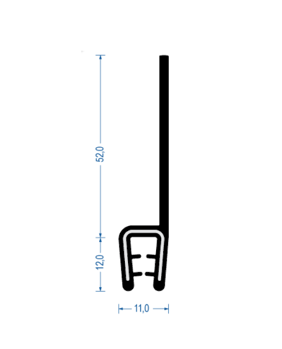 EPDM Kantenschutz-Profil mit EPDM-Dichtlippe oben KB 3-4 (64x10mm)