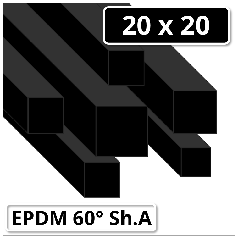 25 Meter EPDM Vierkantprofil ohne Kleber - 15° Shore A