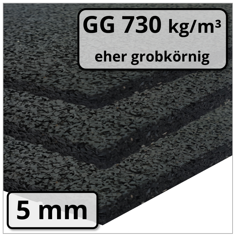 GG730 - Gummi-Regenerat-Platte 5 mm stark • 730 kg/m³