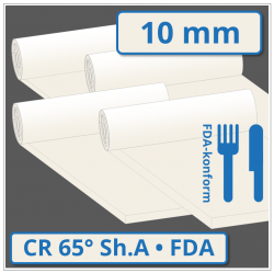 CR hell Gummiplatte 10 mm stark 65 ±5° Shore A FDA-konform