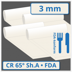 CR hell Gummimatte 3 mm stark 65 ±5° Shore A FDA-konform