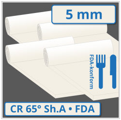 CR hell Gummimatte 5 mm stark 65 ±5° Shore A FDA-konform