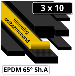 EPDM Gummi Rechtkantprofil 3x10 mm 65° Shore A schwarz