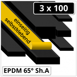 EPDM Gummi Rechteckstreifen 3x100 mm 65° Shore A schwarz