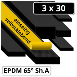 EPDM Gummi Rechteckprofil 3x30 mm 65° Shore A schwarz