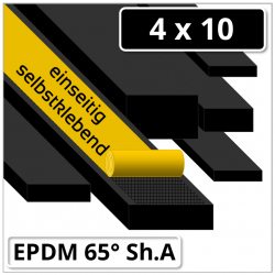 EPDM Gummi Vierkantstreifen 4x10 mm 65° Shore A schwarz