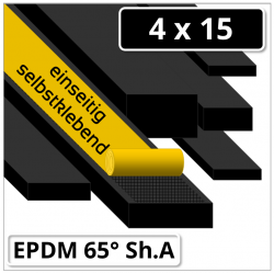 EPDM Gummi Rechteckprofil 4x15 mm 65° Shore A schwarz