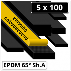 EPDM Gummistreifen 5x100 mm 65° Shore A schwarz