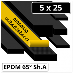 EPDM Gummi Rechteckstreifen 5x25 mm 65° Shore A schwarz