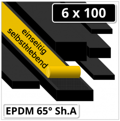 EPDM Gummi Rechteckprofil 6x100 mm 65° Shore A schwarz