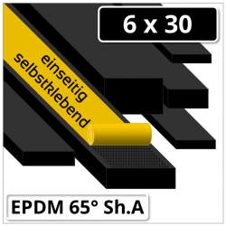 EPDM Gummi Rechtkantstreifen 6x30 mm 65° Shore A schwarz