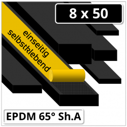 EPDM Gummi Rechteckprofil 8x50 mm 65° Shore A schwarz