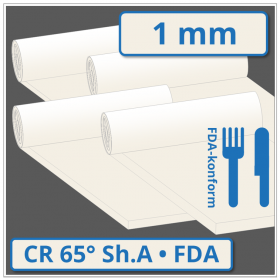 CR hell Gummiplatte 1 mm stark 65 ±5° Shore A FDA-konform