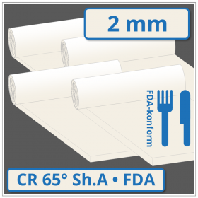 CR hell Gummiplatte 2 mm stark 65 ±5° Shore A FDA-konform