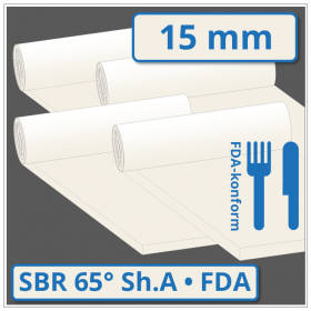 SBR hell Gummimatte 15 mm stark 65 ±5° Shore A FDA-konform