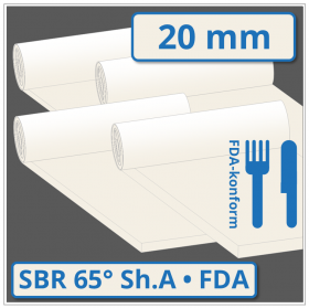 SBR hell Gummiplatte 20 mm stark 65 ±5° Shore A FDA-konform