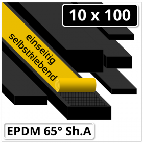 EPDM Gummi Rechteckstreifen 10x100 mm 65° Shore A schwarz