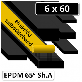 EPDM Gummi Rechteckstreifen 6x60 mm 65° Shore A schwarz