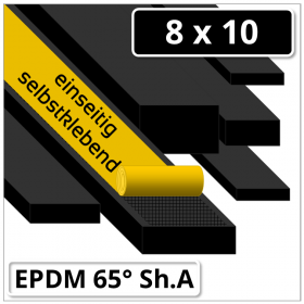 EPDM Gummi Vierkantprofil 8x10 mm 65° Shore A schwarz